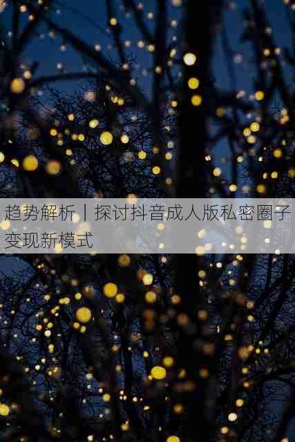趋势解析|探讨抖音成人版私密圈子变现新模式