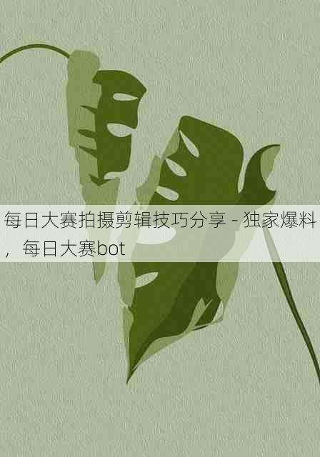 每日大赛拍摄剪辑技巧分享 - 独家爆料,每日大赛bot
